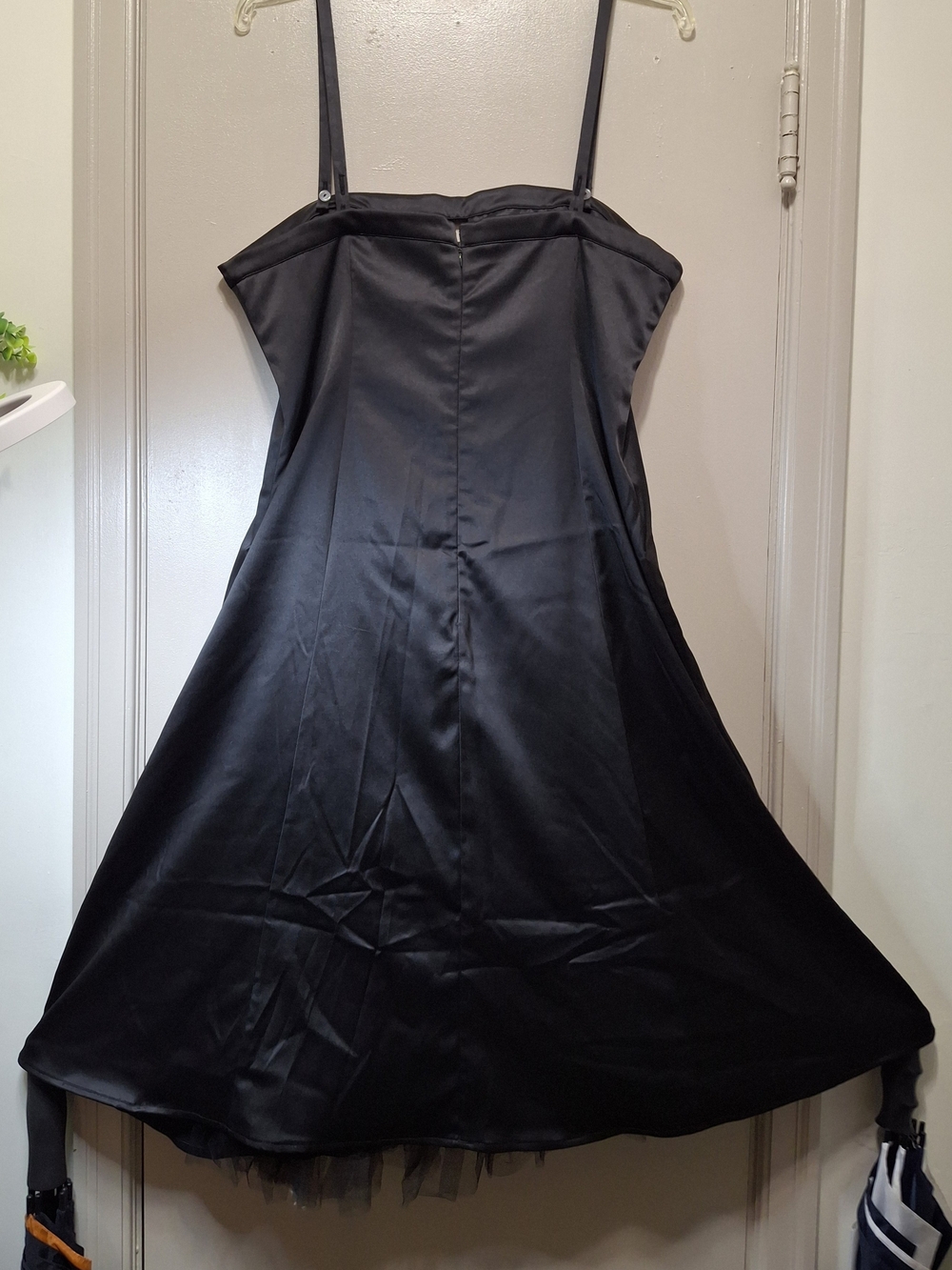 Amanda Lane Black Strapless A-Line Dress with Spaghetti Straps